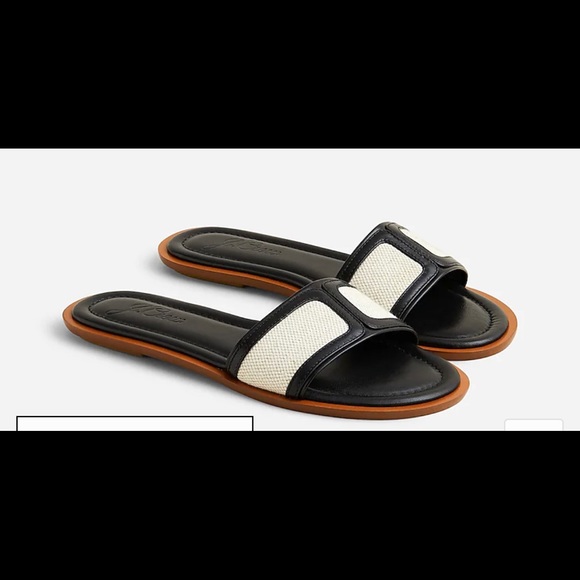 Jcrew slide canvas leather sandals size 7 new